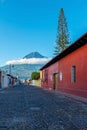 Antigua City and Agua Volcano, Guatemala Royalty Free Stock Photo