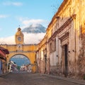 Antigua City Sunrise, Guatemala Royalty Free Stock Photo