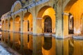 ANTIGUA, GUATEMALA - MARCH 26, 2016: Arches public laundry tank on Tanque la Union square in Antigua Guatemala town