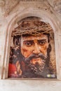 ANTIGUA, GUATEMALA - MARCH 27, 2016: Portrait of Jesus in the Convent of the Mercedarians Convento de La Merced in Royalty Free Stock Photo