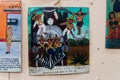 ANTIGUA, GUATEMALA - MARCH 26, 2016: Retablo lamina , devotional painting of a mexican folk art. It thanks St Pallos for