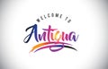Antigua Welcome To Message in Purple Vibrant Modern Colors.