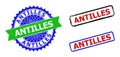ANTILLES Rosette and Rectangle Bicolor Watermarks with Rubber Textures