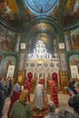 Orthodox prayer at the Antim Monastery in Bucharest, Romania