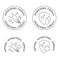 Antimicrobial resistant badges. Antibacterial and antiviral defense, badges. Defense antimicrobial coating. Stop bacteria and Royalty Free Stock Photo