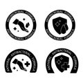 Antimicrobial resistant badges. Antibacterial and antiviral defense, badges. Defense antimicrobial coating. Stop bacteria and Royalty Free Stock Photo