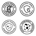 Antimicrobial resistant badges. Antiviral and antimicrobial formula. Clean hygiene label. Illustration with antiviral protection Royalty Free Stock Photo