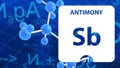 Antimony Sb, chemical element sign. 3D rendering isolated on white background. Antimony chemical 51 element for science Royalty Free Stock Photo
