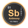 Antimony Sb stibium chemical element. 3D rendering Royalty Free Stock Photo