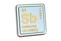 Antimony Sb stibium, chemical element sign. 3D rendering Royalty Free Stock Photo