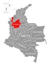 Antioquia red highlighted in map of Colombia