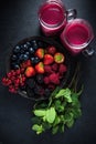 Antioxidant all berries fruit smoothie Royalty Free Stock Photo