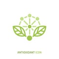 Antioxidant icon. Health benefits molecule,. Vector isolated illustration