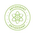 Antioxidant Line Green Stamp. Free Anti Oxidant Outline Sticker. Healthy Organic Nature Ingredient Label. Anti Oxidant