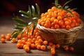 Antioxidant-rich Organic sea buckthorn. Generate Ai