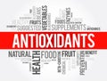 Antioxidants are chemicals that lessen or prevent the effects of free radicals, word cloud concept background Royalty Free Stock Photo