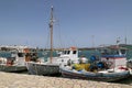 Fishing boats in the port of the Cyclades island of Antiparos-Greece Royalty Free Stock Photo