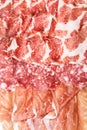 Antipasti composition of italian cured meat types.