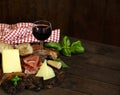 antipasti tapas with cheese and ham Royalty Free Stock Photo