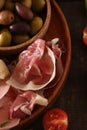 antipasti tapas with cheese and ham Royalty Free Stock Photo