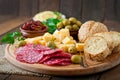 Antipasto catering platter with salami and cheese