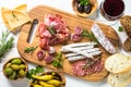 Antipasto delicatessen - meat, cheese and olives.