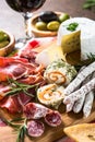 Antipasto delicatessen - sliced meat, ham, salami, cheese, olive