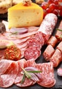 Antipasto salami and cheese catering platter Royalty Free Stock Photo