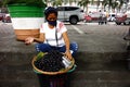 Street vendor sell fresh Duhat or Java plum sold at a sidewalk