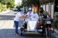 Local government workers distribute relief goods during the Covid 19 virus outbreak