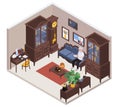 Antiquarian Interior Isometric Composition