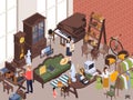 Antiquarian Market Isometric Composition