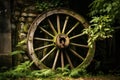 Antiquated Rustic old wheel scene. Generate Ai