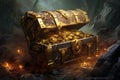 Antiquated Skull pirate chest. Generate Ai