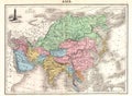 Antique 1870 Map of Asia Royalty Free Stock Photo