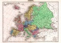 Antique 1870 Map of Europe Royalty Free Stock Photo