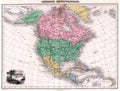 Antique 1870 Map of North America Royalty Free Stock Photo