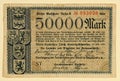 Antique 1923 German 50000 Mark Royalty Free Stock Photo