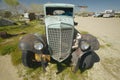 An antique abandoned truck on the roadside near Barstow, CA off of Route 59