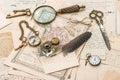 Antique accessories, old letters and postcards