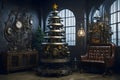 Antique Aesthetics: Steampunk Christmas Tree Creates a Vintage Holiday Wonderland