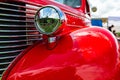 Antique American red pickup car front