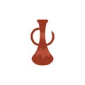 Antique amphora from archeological excavation flat vector illustration isolated. Royalty Free Stock Photo