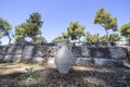 Antique amphoras in the ancient city of Zipori. Israel.