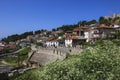 Antique ancient roman amphitheater or antique theatre of Ohrid with view on old town of Ohrid and Lake Ohrid, Republic of North Royalty Free Stock Photo