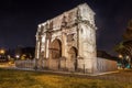 Antique arch of Constantine in Rome at night, Italy Royalty Free Stock Photo