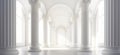 Antique architectural white panorama banner with shadow from columns. Royalty Free Stock Photo