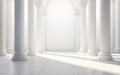 Antique architectural white panorama with shadow from columns. Abstract light background Royalty Free Stock Photo