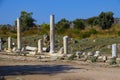 Antique architecture with the  history   tourism  monument   ruins of the amphitheater of the ancient city of Side Royalty Free Stock Photo