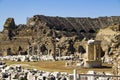 Antique architecture with the  tourism  monument   ruins of the amphitheater of the ancient city of Side Royalty Free Stock Photo